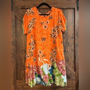 Uncle Frank Floral Orange Dress Sz M/L